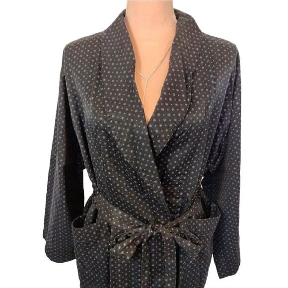 Victoria's Secret VTG 1999 Black Floral Short Robe with Pockets Size XS/ S - Picture 2 of 16